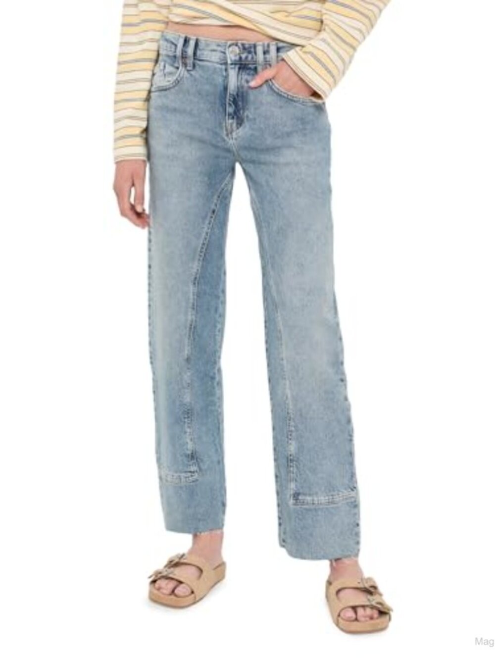 Free People High-Rise Straight Jeans Raw Hem 5-Pocket Non-Stretch 28